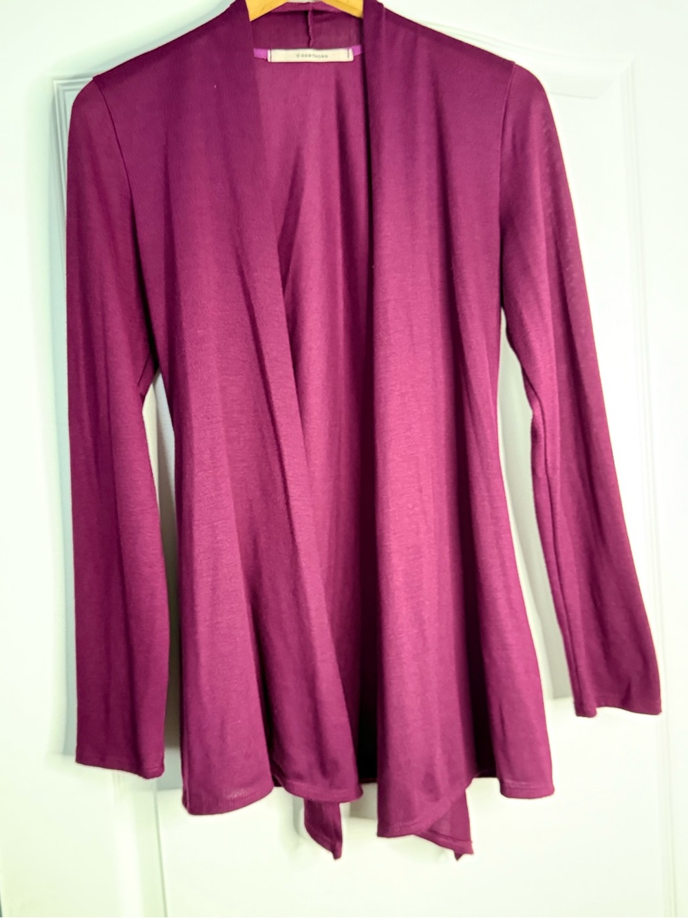 41 Hawthorn Open-Front Draped Lightweight Cardigan - Magenta